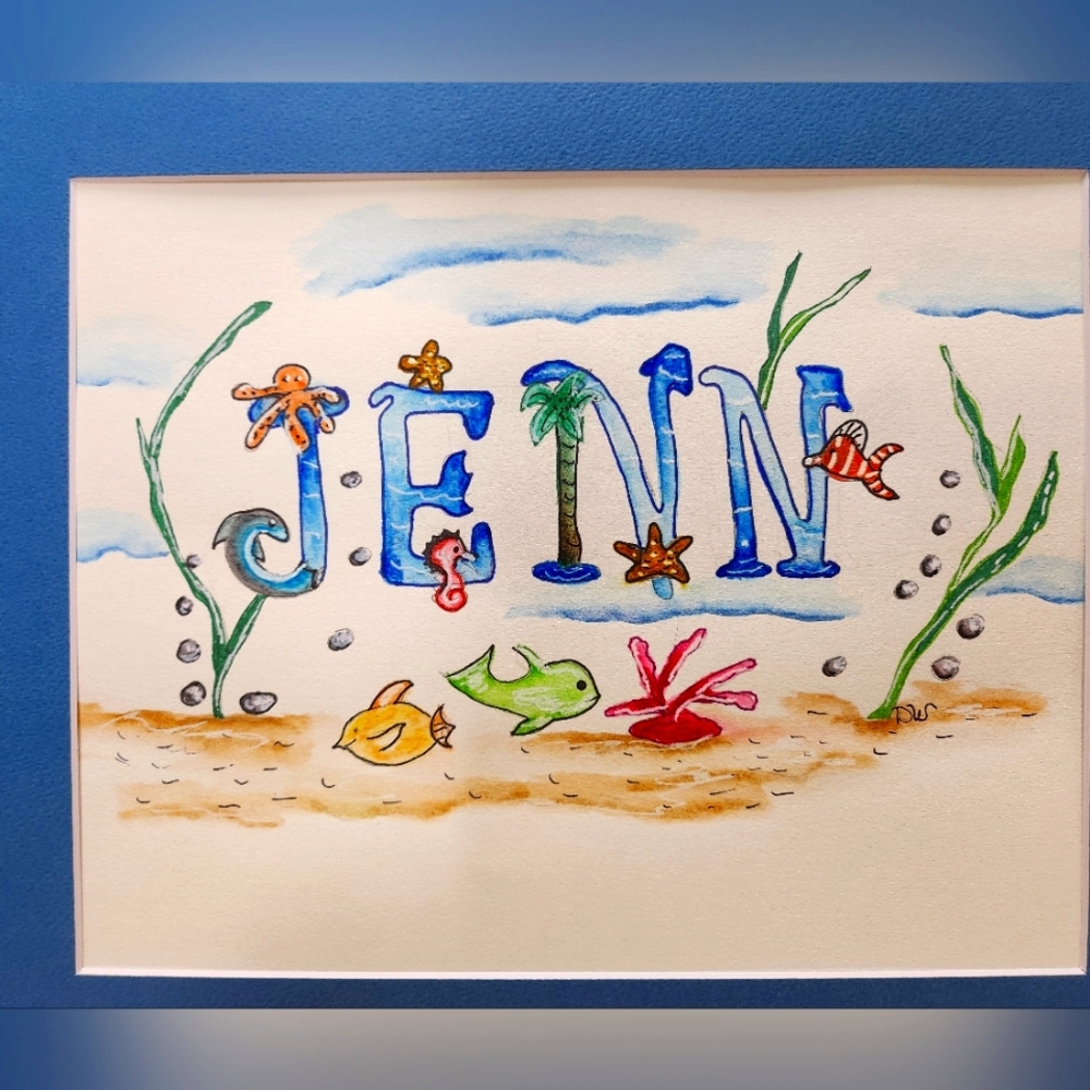 Your Name of Choice done in Watercolor Art Signed